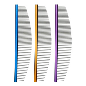 <b>Pet</b> Grooming Steel Comb Crescent Shape Blue Gold Purple Stainless Steel Dog Detangling Hair Removal Tool - Product Image 5