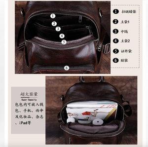 Mochila Andong para Mujer, Cuero Vacuno Genuino, Estilo Vintage, Elegante, Bolso de Hombro para Dama, Gran Capacidad, Mochilas Retro - Product Image 5