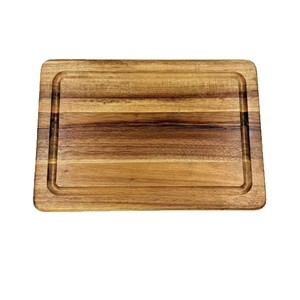 Tabla de cortar de madera de acacia 32x22x2cm rectangular con ranuras para cortar verduras y frutas - Product Image 1