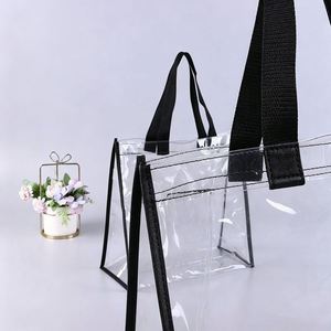 Sac fourre-tout transparent en PVC personnalisé avec poignée, sac en gelée givré cousu pour cosmétiques, shopping, emballage cadeau, impression de logo - Product Image 3