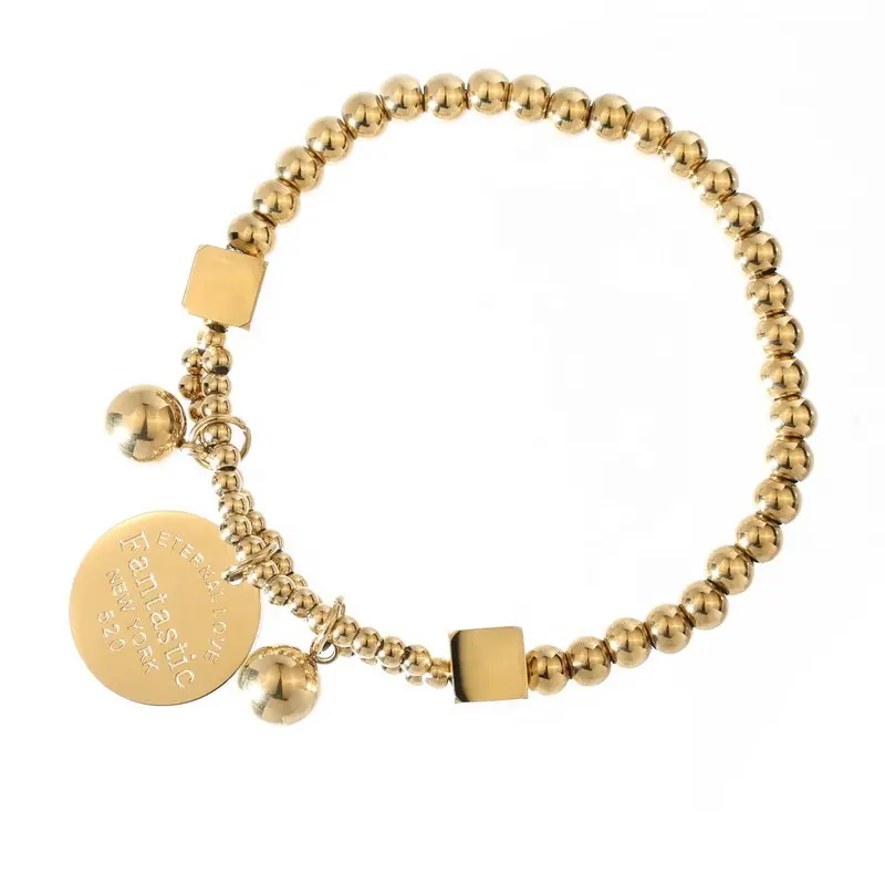 316l Roestvrij Staal Eenvoudige Bulk Gouden Kralen Armbanden Kralen Armbanden Met Bedels Voor Vrouwen