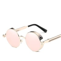 Nouvelles lunettes de soleil gothiques steampunk polarisées pour hommes et femmes, lunettes de soleil rétro rondes à monture métallique de haute qualité