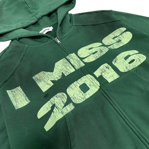 Sudadera con capucha verde de alta calidad, extragrande, con efecto lavado y cremallera, 100% algodón, estampado DTG, estilo streetwear desgastado, para venta al por mayor - Product Image 4