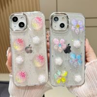 Coque de téléphone portable de luxe de conception de goutte de fraise de fleur de cristal tridimensionnelle de boutique pour iPhone15ProMax/12/11/14