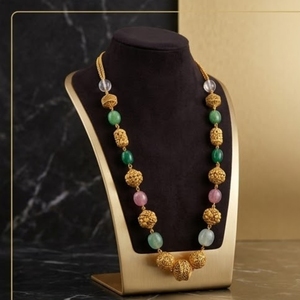 Collar Mala Antiguo de Plata 925 con Cuentas de Piedras Preciosas Multicolores, Joyería Étnica Tradicional, Cadena Larga para Mujer - Product Image 3