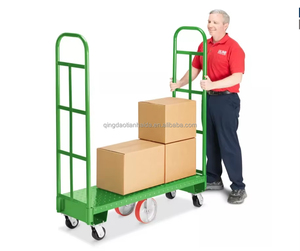 Chariot de manutention robuste pour entrepôt, à 6 roues, en acier, à plateforme diamantée, type U-boat - Product Image 1