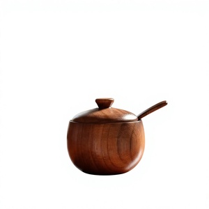Recipientes de Madera Hechos a Mano para Especias con Tapas Abatibles, Diseño Clásico, Herméticos, Aptos para Calentar y Lavables en Lavavajillas, Almacenamiento Flexible de Alimentos - Product Image 1