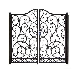 <span class=keywords><strong>Portail</strong></span> en fer forgé de style européen classique - Porte d'entrée ornementale artisanale pour villa et jardin, finition durable avec revêtement en poudre - Product Image 3