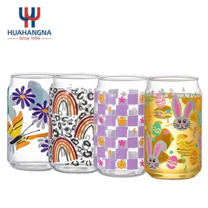 US Stock, CALCA 48pcs 16oz Sublimation Clear Glass Mug Blanks Beer Can Glasses  Cups with Lid and Straw $153.90