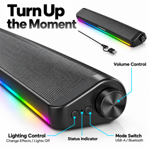 Barra de Sonido Portátil USB BT para Computadora con Iluminación RGB 2.0, Control de Volumen Estéreo, Altavoz para Juegos de PC y Laptop para Compradores Globales - Product Image 2