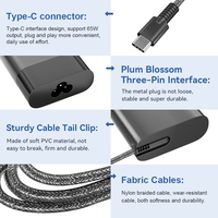 Adaptateur de chargeur pour ordinateur portable 65W pour HP DELL LN Type-C Chargeur USB-C Certifié CE/FCC/ROHS/UL Câble en nylon tressé Qualité supérieure