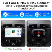 Junsun Radio de 9 Pulgadas con Android 14 y Carplay Inalámbrico para Ford Transit Connect MK7, Focus, Galaxy, Fiesta, C-Max, Kuga, GPS, Wifi, RDS, 2DIN