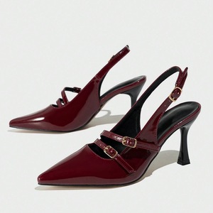Zapatos de Tacón Alto Clásicos y Sexys con Logotipo Personalizado, Sandalias de Tacón de Aguja con Hebilla y Punta Puntiaguda, Zapatos de Tacón Alto Formales para Mujer - Product Image 3