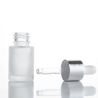 Flacon compte-gouttes en verre cylindrique 15/20/30ml Flacon en verre dépoli à épaulement plat Flacons d'huile essentielle avec lèvre personnalisée