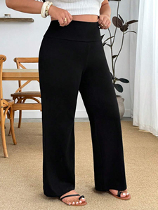 Pantalon évasé extensible taille haute pour femme grande taille, coupe large, idéal pour les silhouettes pomme, <span class=keywords><strong>sans</strong></span> ceinture, lavable en machine - Product Image 5