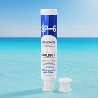 Vente en gros de tubes en plastique cosmétiques personnalisés de 120g en impression d'estampage bleu avec capuchon à rabat pour dentifrice