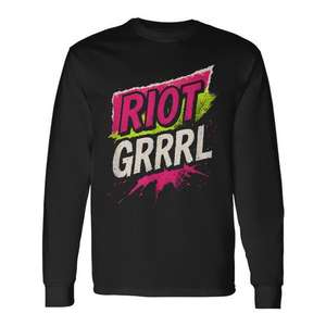 Camiseta de Manga Larga Riot Grrrl Estilo Punk Feminista de los 90, Unisex, Cuello Redondo, Impresión Serigráfica, Ropa Promocional, Talla Adulto - Product Image 1