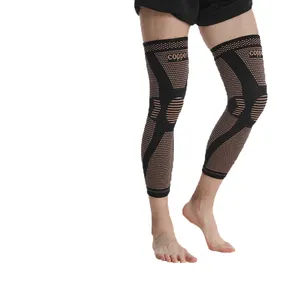 Workout Full leg Copper Knee Brace para artrite dor e suporte compressão longa Sport Knee Sleeve