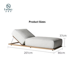 كرسي استلقاء خشبي صلب مقاوم للماء لحمام السباحة في الحديقة، سرير شمس للفنادق والشرفات - Product Image 6