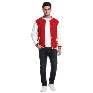 <b>White</b> & Red color <b>men</b> fashion varsity <b>jacket</b> Wholesale <b>Men's</b> street wear fashion High Quality Wool Varsity <b>Jacket</b> - Product Image 1
