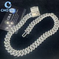 Oferta Especial: Collares de Plata 925 con Moissanita, Joyería Hip Hop Iced, Cadena Cubana de 15MM y 3 Filas, Corte Brillante para Hombre, Pasa Prueba de Diamante