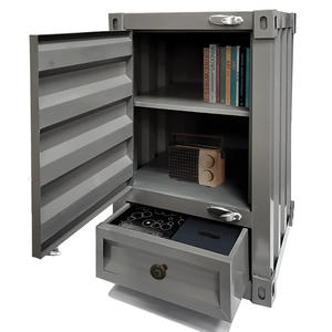 Armoire de rangement en fer de style industriel moderne Table de chevet en fer vintage Boîte décorative Conteneur nostalgique Ornement sûr - Product Image 5