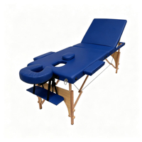 Table de massage pliante de luxe à 3 sections avec pieds en bois, lit de spa portable pour usage professionnel