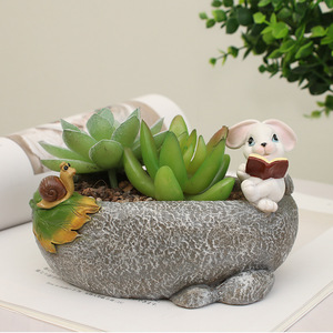 Pot en résine créatif rustique style rivière pour décoration intérieure, micro-paysage et plantes succulentes - Product Image 2