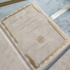 <span class=keywords><strong>Invitation</strong></span> de mariage personnalisée en velours beige avec monogramme en feuille d'argent, enveloppe en acrylique transparent avec ruban, cadeau de mariage, <span class=keywords><strong>invitation</strong></span> de fête - Product Image 5
