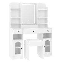 [Livraison locale aux États-Unis] Livraison gratuite, coiffeuse de 43,2 pouces avec miroir LED et éclairage, plateau en verre, livraison nationale aux États-Unis, MOQ 1