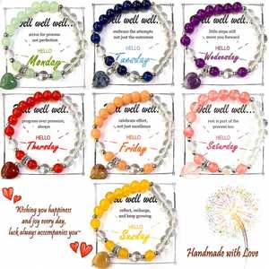 Bracelet en pierre naturelle avec perles de verre colorées, symbole de compassion et de gentillesse, bijou très apprécié, carte de conseils d'entretien. - Product Image 2