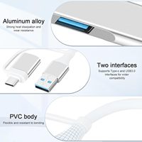Hub USB C vers USB 2 en 1 Portable 4 ports USB 3.0 Hub Extender Adaptateur de répartiteur de données