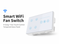 Interrupteur intelligent pour ventilateur et éclairage OCY 4 Gang 10A Zigbee WiFi avec panneau en verre pour application et commande à distance Alexa Smart Home