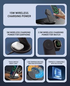 <span class=keywords><strong>Ldnio</strong></span> WL02พับได้3 in 1ที่ชาร์จไร้สายแท่นชาร์จแม่เหล็กแท่นชาร์จไร้สายแบบรวดเร็วสำหรับ iPhone airpods iWatch - Product Image 3