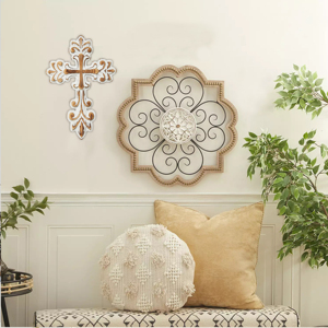 Großhandel benutzer definierte handgemachte Harz Handwerk rustikale Holz Kruzifix Kirche religiöse Gegenstände Kreuz Kreuze Ornamente Wandbehang Dekor - Product Image 5