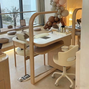 Table à ongles de style japonais, modèle pour une personne avec aspirateur et lampe, table à ongles multifonctionnelle avec comptoir en granit - Product Image 1