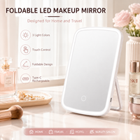 Miroir cosmétique éclairé à coins arrondis moderne, cadre fin, miroir de maquillage réglable pour la chambre à coucher