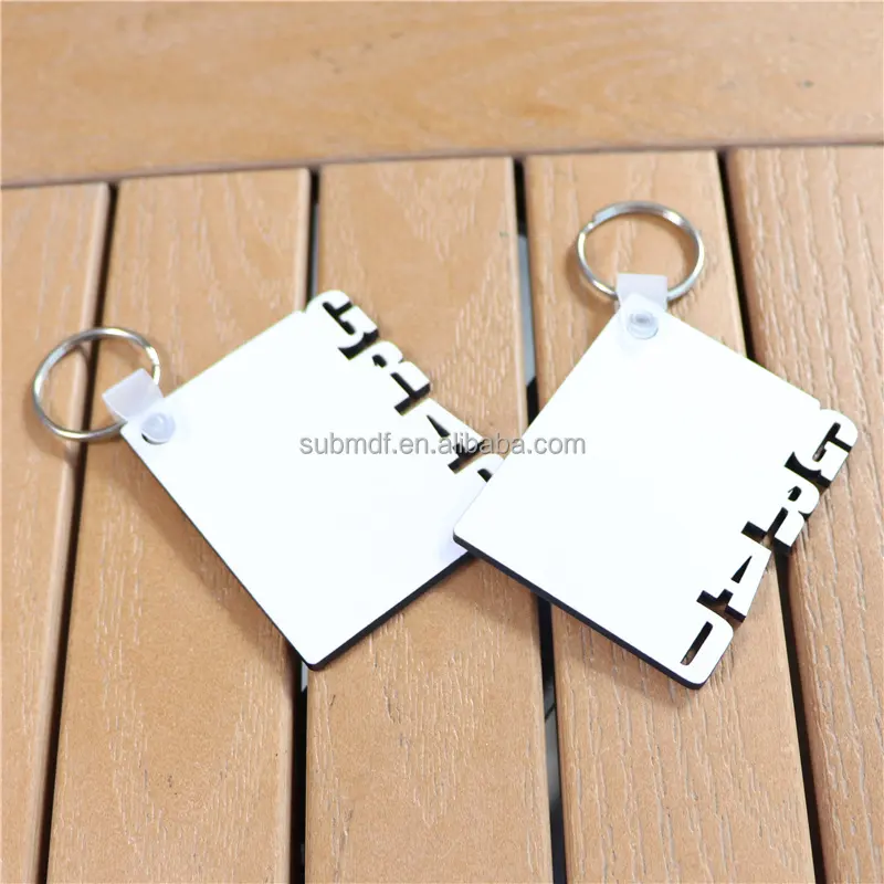 Mdfsub GRAD thăng hoa Keychain 50*60mm hai mặt thăng hoa khoảng trống MDF GRAD móc khóa với vòng chìa khóa