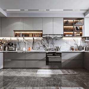 Ensemble de meubles de cuisine modulaire en PVC intégré SANTOPOVA, prix, alacena, importé, cuisine moderne de luxe, armoire de cuisine noire - Product Image 2