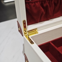 Boîte à bijoux vintage en cuir blanc avec serrure à code, doublure en velours rouge, organiseur de rangement pour bijoux, étui de voyage portable pour bijoux