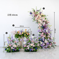 Arche de fleurs artificielles pastel mélangées, décor floral violet, rose, jaune pour mariage, fête, location, vitrine, vente en gros