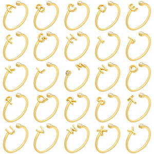 Anillo Ajustable con Inicial <span class=keywords><strong>de</strong></span> Letra del Alfabeto, Incrustado con Circonita Cúbica y Diamantes en Oro <span class=keywords><strong>de</strong></span> 18k, Modelo RM1530, Fino, Delicado y Mini - Product Image 1