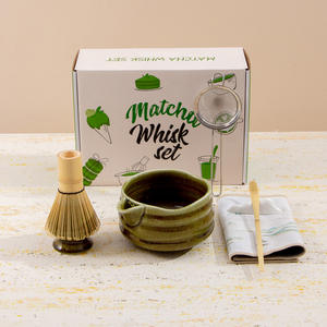 Ensemble de matcha en céramique de Chaozhou, 5 pièces avec filtre, accessoires de cérémonie du thé en poterie, personnalisable - Product Image 2