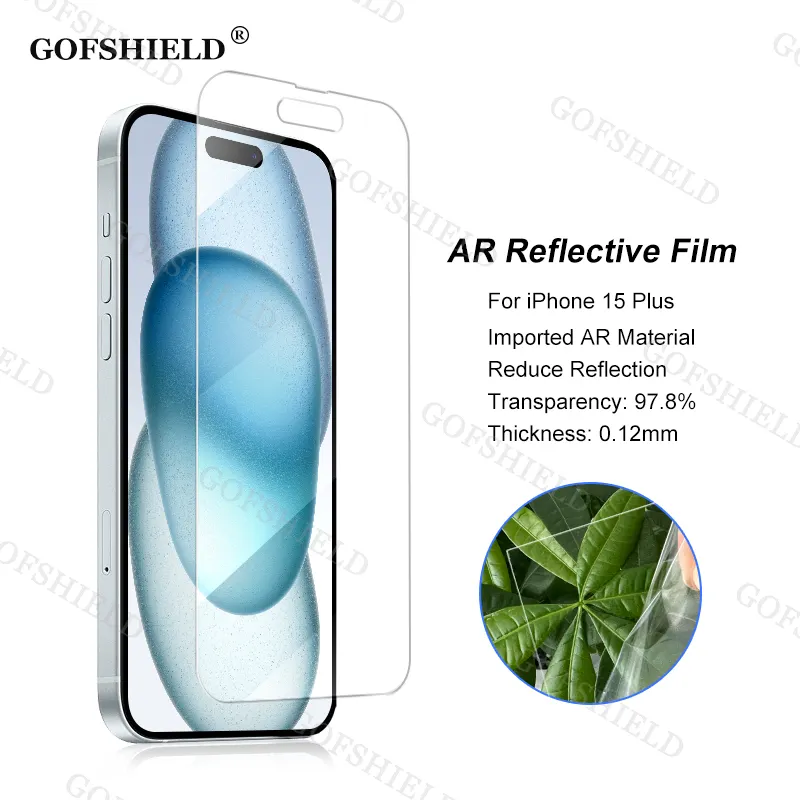GOFSHIELD AR רפלקטיבי הפחתת בוהק סרט מגן מסך AR שידור גבוה לאייפון 15 פלוס מגן מסך AR