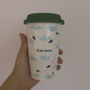 D5194 Tasse à café de voyage en céramique de style japonais avec logo personnalisé, noir et blanc, gobelet à eau droit, gobelet en porcelaine à double paroi - Product Image 5
