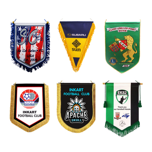 Bandierine Personalizzate con Logo su Entrambi i Lati, Stampa in Sublimazione su Tessuto Satinato, Mini Stendardi per Squadre di Calcio, Colori Personalizzati, Asta in Legno - Product Image 1