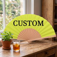 Ventilador de mano de madera personalizado impreso para fiestas de verano diseño plegable con logotipo de técnica pintada regalo ventilador plegable de estilo español