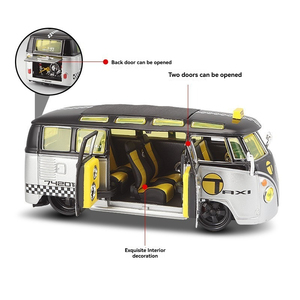 รถโมเดลเหล็กหล่อแบบดึงถอยหลัง ขนาด 1:24 รุ่น VW SAMBA รถแท็กซี่ ของเล่นสะสมตกแต่ง ของขวัญสำหรับเด็กผู้ชาย - Product Image 4