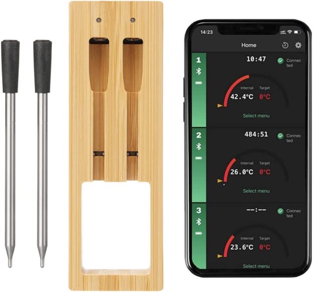 Smart Wireless Food Thermometer Bluetooth with Smart Alert, 300ft Range, IP67 Waterproof for Smoker, BBQ Kitchen