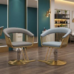 Sillón de Barbería Hidráulico Contemporáneo, Asiento de Cuero Sintético, Estructura de Aleación de Aluminio, Altura Ajustable, Mueble de Salón - Product Image 1